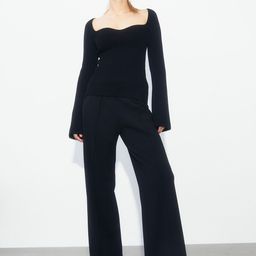 H&M Women Black High-Waisted Tailored Trousers-image-4