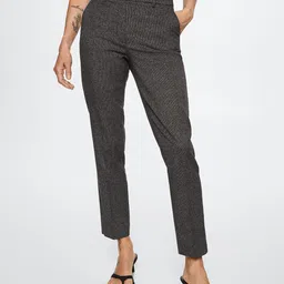 MANGO Women Black & White Houndstooth Skinny Sustainable Trousers-77