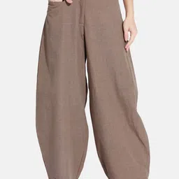 GRASS by Gitika Goyal Women Brown Parallel Trousers-image-48