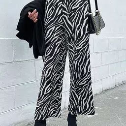 StyleCast Women Animal Printed Loose Fit High-Rise Parallel Trousers-image-85