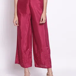 WISHFUL Women Pink Hem Design Ethnic Palazzos-image-18