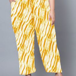 Indietoga Women Abstract Print Plus Size Trousers-image-55