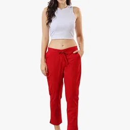 TRASA Women Relaxed Mid Rise Slim Fit Trousers-image-45