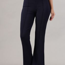 FITHUB Women Mid-Rise Easy Wash Cotton Bootcut Trousers-picture-4