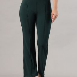 FITHUB Women Mid-Rise Easy Wash Cotton Bootcut Trousers-picture-19