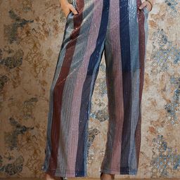 Shally Bhasin by Athena Grey Women Tailored Striped Embellished Sequined Easy Wash Party Parallel Trouser-image-85