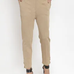 Clora Creation Women Beige Smart Easy Wash Woolen Winter Trousers-image-97