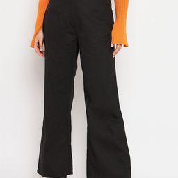 Orchid Blues Women Flared High-Rise Easy Wash Pure Cotton Cargo Style Trousers-image-75