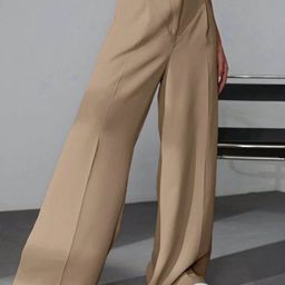 BROADSTAR Women Smart Wide Leg High Rise Stretchable Easy Wash Trousers-image-88