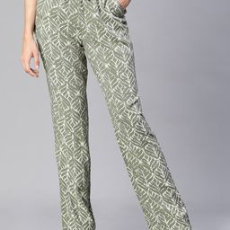Oxolloxo Women Floral Printed Relaxed Loose Fit Easy Wash Trousers-image-67