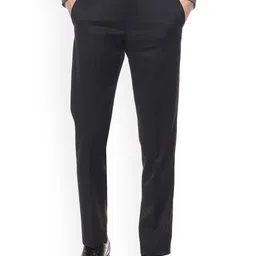 Louis Philippe Permapress Men Black Regular Fit Solid Formal Trousers-picture-26