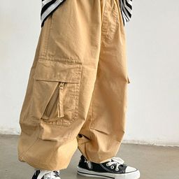 LULU & SKY Boys Cotton Loose Fit High-Rise Cargos Trousers-image-80