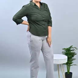 Mlada Women Plus Size Original Straight Fit Low-Rise Cotton Chinos Trousers-picture-37