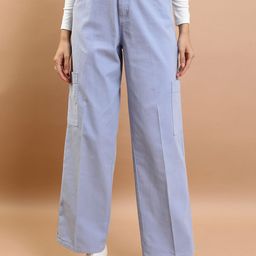 Tokyo Talkies Women Blue Flared Cargos-picture-16