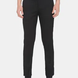 Arrow Men Black Solid Slim Fit Dobby Formal Trousers-picture-54