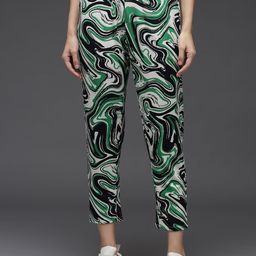 BAESD Women Abstract Printed Smart Cropped Trousers-image-122