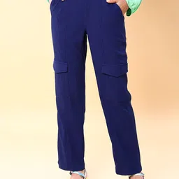 Freehand by The Indian Garage Co Women Tapered Fit Mid-Rise Flat Front Plain Trousers-image-61