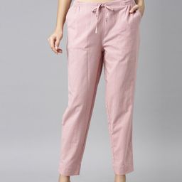 Go Colors Women Pink Tapered Fit Trousers-image-97