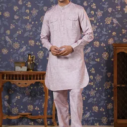 House of Pataudi Abstract Printed Straight Pure Cotton Kurta With Trousers-picture-28