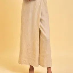 W Women Textured Parallel Trousers-image-17