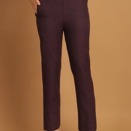 Aarsha Women Textured Low-Rise Cotton Trouser-image-65