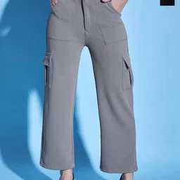 Purple Feather Women Pack Of 2 Smart Straight Fit High-Rise Cargos-image-12