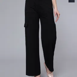 Purple Feather Women Pack Of 2 Smart Straight Fit High-Rise Cargos-image-0