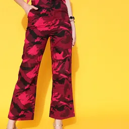 STREET 9 Women Fuchsia Floral Trousers-image-71