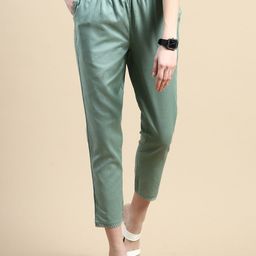 De Moza Women High-Rise Cotton Flex Cigarette Trousers-image-99