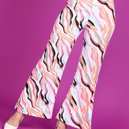Popwings Women Printed Relaxed High-Rise Trousers-image-88