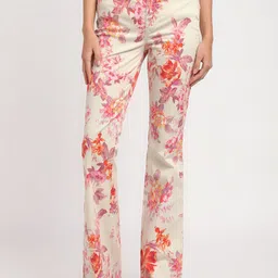 GUESS Women Floral Printed Straight Fit High-Rise Trousers-image-98