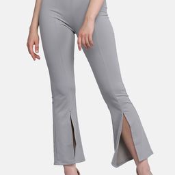 BUY NEW TREND Women Grey Comfort Slim Fit Lycra High-Rise Bootcut Trousers-image-82