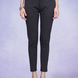 FITHUB Women Slim Fit High-Rise Cotton Formal Trousers-image-11
