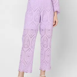 Vero Moda Women Self Design Slim Fit High-Rise Cropped Pure Cotton Trousers-image-93