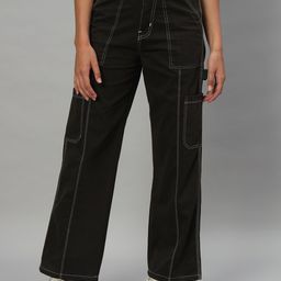 BROOWL Women Relaxed Loose Fit High-Rise Cargo Trousers-image-81
