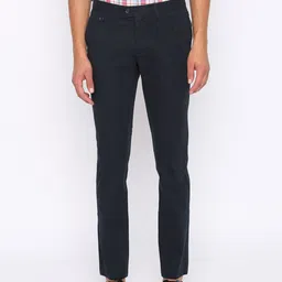 Basics Men Navy Blue Tapered Fit High-Rise Trousers-image-89