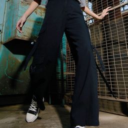 SASSAFRAS Women Pure Cotton Cargo Trousers-image-113