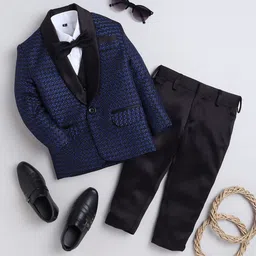 Jeetethnics Boys Self Design Shawl Collar Single-Breasted 4-Piece Party Suits-37