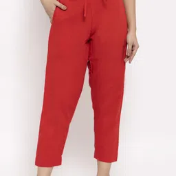 Enchanted Drapes Women Red Solid Straight Fit Trousers-image-53