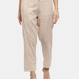 Aarsha Women Checked Relaxed Straight Leg Trousers-42