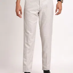 Turtle Men Mid-Rise Checked Smart Skinny Fit Trousers-image-62