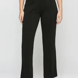 Smarty Pants Comfort Flared High-Rise Lint Free Lycra Formal Trousers-image-45