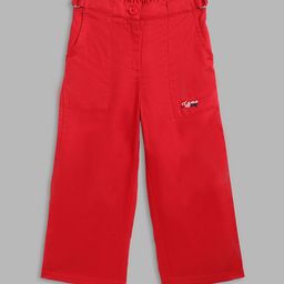 Blue Giraffe Girls Red Cotton Parallel Trousers-picture-38