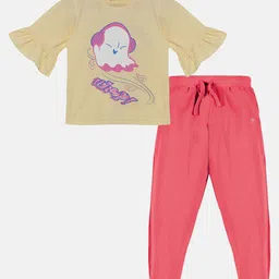 KiddoPanti Girls Graphic Printed Top With Trousers-image-73