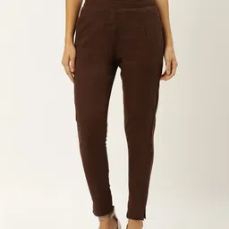 RANGMAYEE Women Brown Regular Fit Solid Trousers-image-4