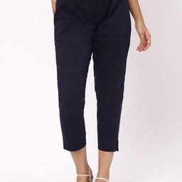 R&B Mid-Rise Regular Fit Cropped Cotton Trousers-picture-27