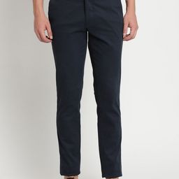 Turtle Men Navy Blue Relaxed Tapered Fit Trousers-image-42