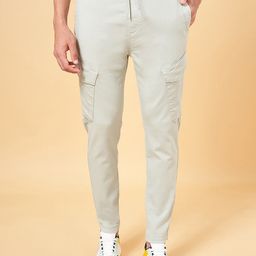 People Men Sage Green Mid Rise Cargos-image-80