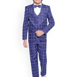Jeetethnics Boys Navy Blue & White Checked co-ords-picture-56
