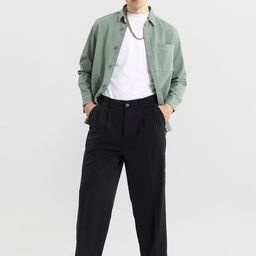 Snitch Men Black Smart Loose Fit Trousers-image-54